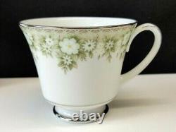 Set/12 Noritake Princeton 6911 Coffee Tea Cup & Saucer Green Flower Border Japan