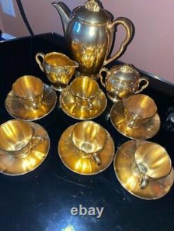 Set (17pcs) Carlton Ware Bone China Tea Coffee Set For Six Gold Lustre Vintage