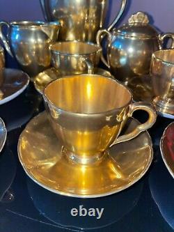 Set (17pcs) Carlton Ware Bone China Tea Coffee Set For Six Gold Lustre Vintage