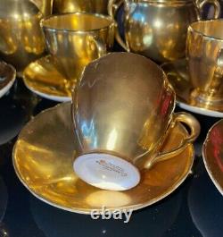 Set (17pcs) Carlton Ware Bone China Tea Coffee Set For Six Gold Lustre Vintage