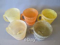 Set 5 Hazel Atlas Glass Rubber Coated Spaghetti Vintage Coffee Mugs Cups Retro