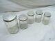Set 5 Vintage Glass Hoosier Type Jars Shaker Panel Coffee Tea Salt/pepper Spice