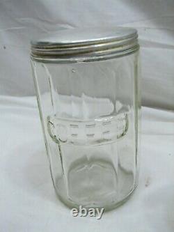 Set 5 Vintage Glass Hoosier Type Jars Shaker Panel Coffee Tea Salt/Pepper Spice