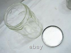 Set 5 Vintage Glass Hoosier Type Jars Shaker Panel Coffee Tea Salt/Pepper Spice