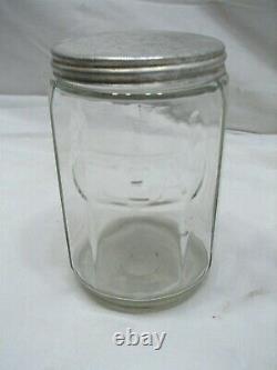 Set 5 Vintage Glass Hoosier Type Jars Shaker Panel Coffee Tea Salt/Pepper Spice