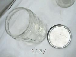 Set 5 Vintage Glass Hoosier Type Jars Shaker Panel Coffee Tea Salt/Pepper Spice