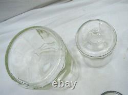 Set 5 Vintage Glass Hoosier Type Jars Shaker Panel Coffee Tea Salt/Pepper Spice