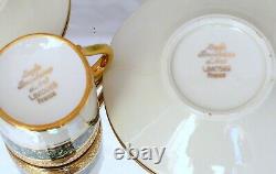 Set 6x Moka Demitasse Cup Empire Gilded Palmettes by LEGLE Limoges Porcelain