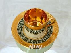 Set 6x Moka Demitasse Cup Empire Gilded Palmettes by LEGLE Limoges Porcelain