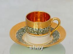 Set 6x Moka Demitasse Cup Empire Gilded Palmettes by LEGLE Limoges Porcelain