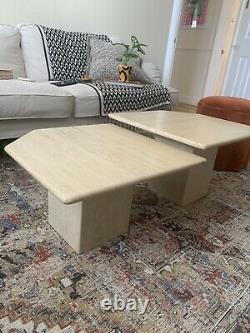 Set Of 2 Travertine Marble Coffee Tables 1980s