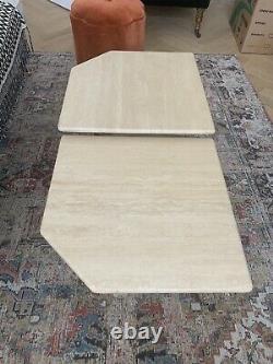 Set Of 2 Travertine Marble Coffee Tables 1980s