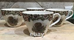 Set Of 4 -Vintage Myott Queen's Churchill Thanksgiving? Turkey Coffee Cups