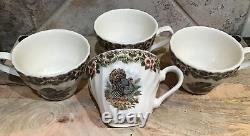 Set Of 4 -Vintage Myott Queen's Churchill Thanksgiving? Turkey Coffee Cups