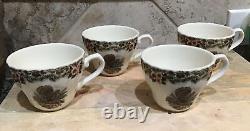 Set Of 4 -Vintage Myott Queen's Churchill Thanksgiving? Turkey Coffee Cups