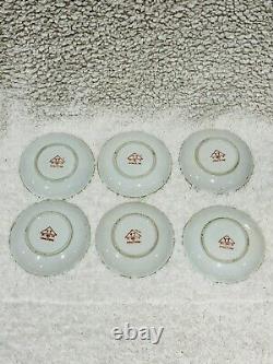 Set Six Vintage Demitasse Espresso Coffee Cups Saucers Hong Kong Hand Painted