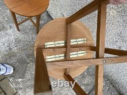 Set Vintage Mid Century Teak Plant Stands Coffee Folding Poul Hundevad Tables P3