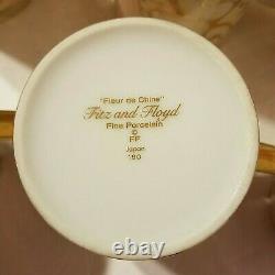 Set of 12 Fleur de Chine Fitz & Floyd Porcelain Coffee Mug Cup Peach White Peony