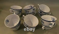 Set of 12 Spode Gloucester Cups & Saucers Fine Stone Blue Floral Y2989 England