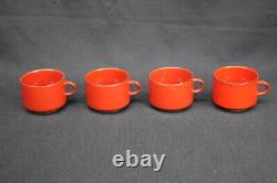 Set of 15 Pc. Villeroy & Boch GRANADA Solid Red 2 3/4 Flat Cups & Saucers RARE