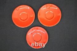 Set of 16 Pc. Villeroy & Boch GRANADA Solid Red 2 Flat Cups and Saucers SCARCE