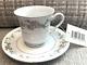 Set Of `18 Vintage Fine China Floral Silver Trim Coffee/tea Cup & Saucer Set