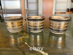 Set of 3 Vtg Edith Heath Sausalito Cups Gold Platinum Silver Striped Rare