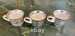 Set of 3 Vtg Edith Heath Sausalito Cups Gold Platinum Silver Striped Rare