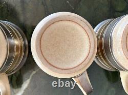 Set of 3 Vtg Edith Heath Sausalito Cups Gold Platinum Silver Striped Rare