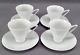 Set Of 4 Alka Mid Century Modern Art Deco White Demitasse Cups & Saucers