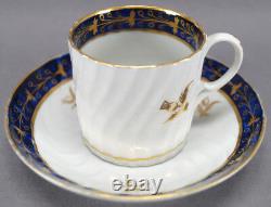 Set of 4 Flight Worcester Cobalt Blue & Gold Thistle Coffee Cans C. 1792 1807