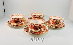 Set of 4 Vintage 1946 Royal Crown Derby ROYAL Coffee Tea Cups and Saucers RARE