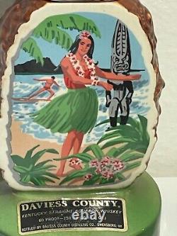 Set of (4) Vintage Paul Marshall TIKI Coffee Cups Hawaiian Polynesian + Decanter
