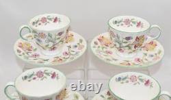 Set of 6 Minton Haddon Hall Green Edge Coffee Cups and Saucers