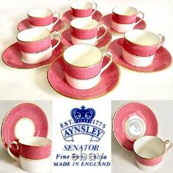 Set of 6 Rare Vintage Aynsley Senator Bone China Tea / Coffee Cups & Saucers