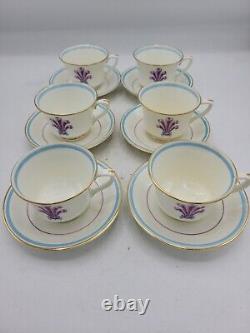 Set of 6 Vintage Royal Worcester Florizel Demitasse Cups and Saucers Gold rim