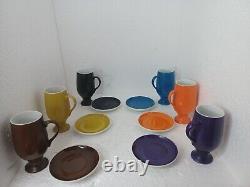 Set of 6 Vintage Schmid LaGardo Tackett Porcelain Espresso Coffee Cup & saucers