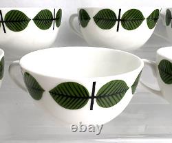 Set of 7 Vintage MCM Gustavsberg Stig Lindberg Bersa Berså Tea Coffee Cups Leaf