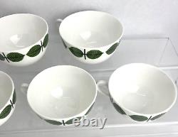 Set of 7 Vintage MCM Gustavsberg Stig Lindberg Bersa Berså Tea Coffee Cups Leaf