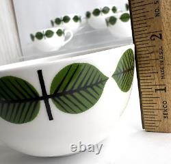 Set of 7 Vintage MCM Gustavsberg Stig Lindberg Bersa Berså Tea Coffee Cups Leaf