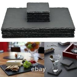 Set of 8 Natural Slate SQUARE 4 Placemats & 4 Coasters Tablemat Dinner Set