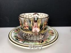Set of 8 Vintage 1960's Made In Italy capodimonte Dragon porcelain cup & saucer