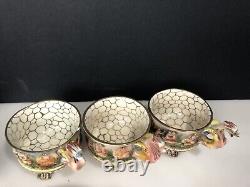 Set of 8 Vintage 1960's Made In Italy capodimonte Dragon porcelain cup & saucer