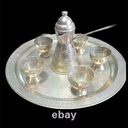 Sets Tea Vintage Arabic Sauser Cooper Coffee Cup Brass Pure Rar