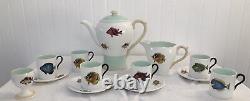 Shelley Roland Ward Nairobi Kenya Fine Bone China Fish Demitasse Coffee Set Rare