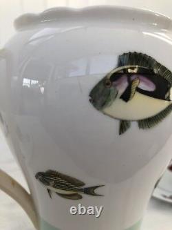 Shelley Roland Ward Nairobi Kenya Fine Bone China Fish Demitasse Coffee Set Rare