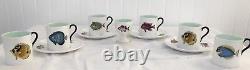 Shelley Roland Ward Nairobi Kenya Fine Bone China Fish Demitasse Coffee Set Rare