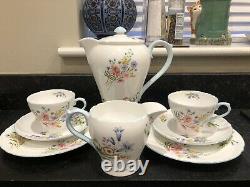 Shelley vintage wild flowers coffee set 6 Trios Cake Plate Coffee Pot, Creamer