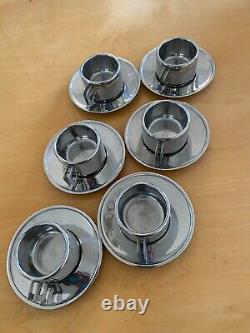 Six sets of Rare Vintage Mid-Century Stainless Steel Casalinghi espresso cups