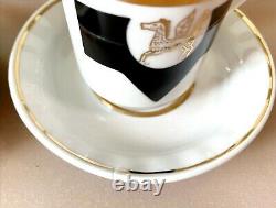 Soviet Vintage Porcelain Pegasus Tea/Coffee Set, Black & White, Golden Trim USSR